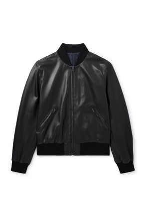Canali Reversible Leather and Shell Bomber Jacket