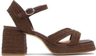Castaner Vallita Sandaal - Dames - Sandalen met hakken - Bruin - 37 EU - Leer - Schoenen