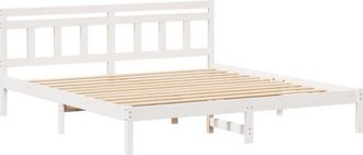 vidaXL Bed Frame with Headboard White Solid pine wood Vidaxl