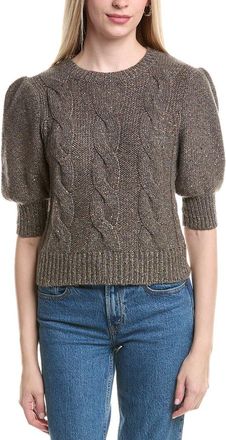 Autumn Cashmere Puff Sleeve Cable Cashmere & Wool-Blend Sweater