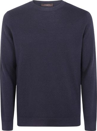 Zanone Trui met Ronde Hals en Slim Fit Pasvorm - Heren - Ronde hals truien - Blauw - 2XL - Katoen - Truien & Vesten