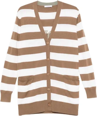 Max Mara Brown Striped button-fastening cardigan