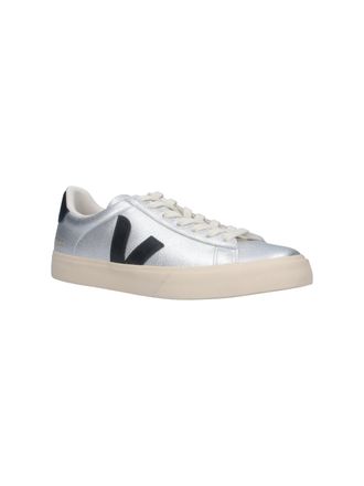 Veja Metallic Leather Low-Top Sneaker - Silver