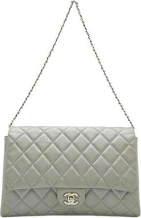 Chanel Pre-owned Matelasse Schoudertas met Ketting - Dames - Vintage Schoudertas - Grijs - ONE Size - Leer - Vintage