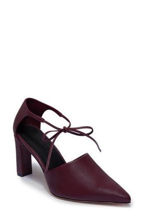 Bernardo Siena Ankle Tie Pointed Toe Pump in Dark Plum Glove Leather at Nordstrom Rack, Size 11
