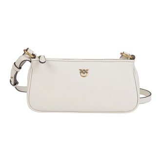 Pinko Mini Half Moon Baguette - Dames - Schoudertassen - Wit - ONE Size - Katoen - Tassen