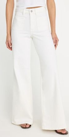 Good American Good Waist Patch Pocket High Waist Palazzo Jeans in White at Nordstrom, Size 15
