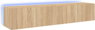vidaXL Vidaxl - Muebles De Tv De Pared Luces Led 2 Uds Roble Sonoma 80x35x31 Cm