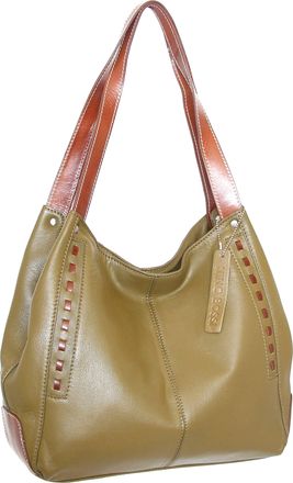 Nino Bossi Whipstitch Leather Satchel in Green