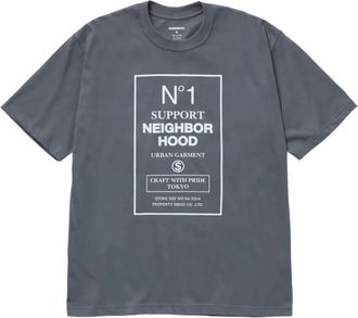 Neighborhood T-shirt met tekst - Grijs