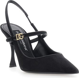Dolce & Gabbana Womens Slingback Pumps Black Suede