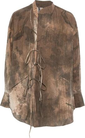 Ziggy Chen Abstract-print Tie-fastening Jacket