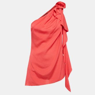 Elisabetta Franchi Red Crepe One Shoulder Top