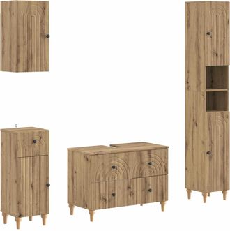 vidaXL Juego De Armarios De Ba&ntilde;o De 4 Piezas Alkmaar Roble Artisan Vidaxl
