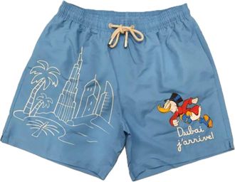 MC2 Saint Barth Light Blue Shorts with Cartoon Duck