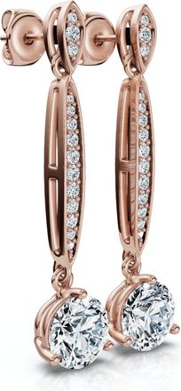 Pompeii3 1 5/8Ct Drop Dangle Earrings 14k Gold Lab Grown