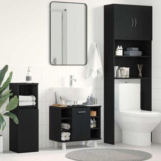 vidaXL Armadio da Bagno Nero Rovere 60x32x54 cm Legno ingegnerizzato vidaXL