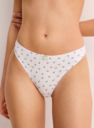 Miiyu Womens Pointelle knit thong Organic cotton