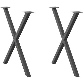 vidaXL Vidaxl - Patas Para Mesa De Comedor En Forma De X (2 Unidades), Antracita, 80 X (72-73) Cm, Acero