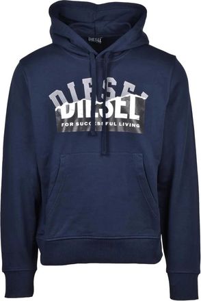 Diesel Blue Graphic Cotton Hoodie