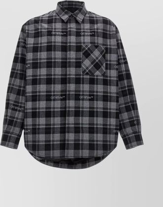 Off-white check flannel padded jacket