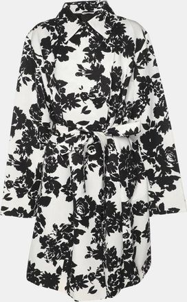 Marina Rinaldi White/black Printed Cotton Blend Belted Overcoat
