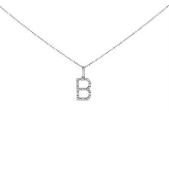 House of Brilliance Sterling Silver Diamond Accent A-Z Initial Pendant Necklace in Sterling Silver |B at Nordstrom