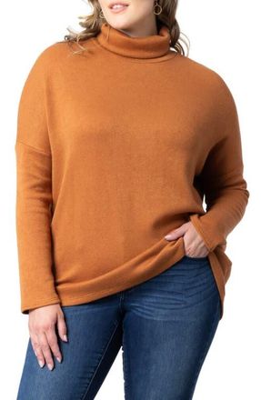 Kiyonna Paris Turtleneck Tunic Sweater in Camel at Nordstrom, Size 0X