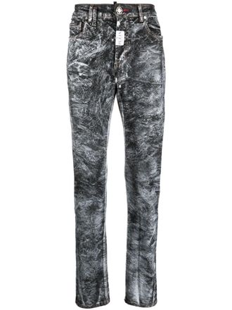 Philipp Plein Jeans dritti con stampa - Nero