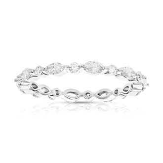 Vir Jewels 1 cttw Round and Marquise Lab Grown Diamond Eternity Ring Wedding Band in 14K White Gold For Women