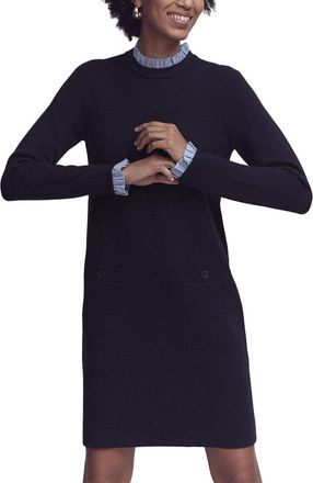 Boden Woven Trim Knit Wool-Blend Dress