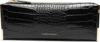 Elisabetta Franchi Clutch con effetto coccodrillo - Nero
