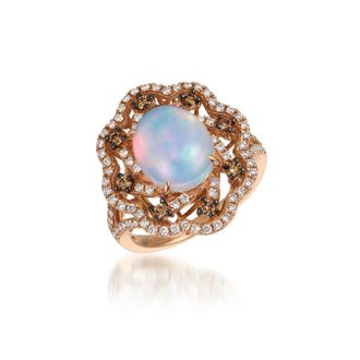 Le Vian Chocolatier Ring Neopolitan Opal, Chocolate Diamonds, Vanilla Diamonds set in 14K Strawberry Gold Ring Size 7 JLR242OPBDD
