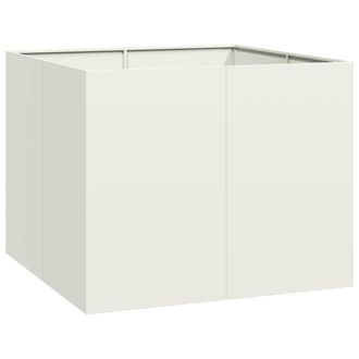 Berkfield Home Planter White 100x100x80 cm Steel | Size: 100 x 100 x 80 cm