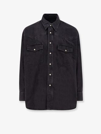 STUDIO NICHOLSON Camicia in black denim con bottoni smaltati - STUDIO NICHOLSON - gender_Man