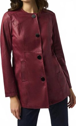 Joseph Ribkoff Long Sleeve Faux Suede Jacket In Merlot