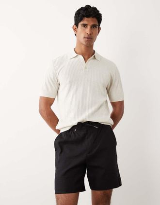 Mango Camicia comoda in misto lino nero