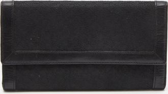 DKNY Dkny Black Signature Canvas And Leather Continental Wallet