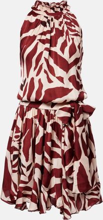 Poupette St Barth Bianca printed halterneck satin minidress