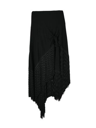 Philosophy di Lorenzo Serafini Black Viscose Polyamide Asymmetrical Long Skirt