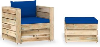 vidaXL Muebles De Jard&iacute;n 2 Piezas Con Cojines Madera Impregnada Verde Vidaxl