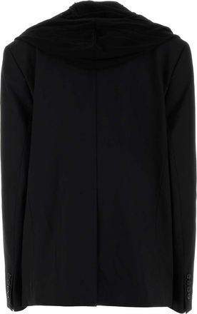 Y / Project Womens Y Project Draped Hood Blazer Black Polyester Wool Elastane Blazers