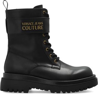 Versace Jeans Couture Trekkingsschoenen gemaakt van eco-leer - Dames - Veterlaarzen - Zwart - 36 EU - Leer - Schoenen