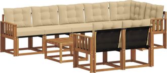 vidaXL Conjunto De Sof&aacute;s De Exterior 9 Uds. Natural Y Beige Vidaxl