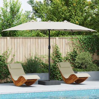 Berkfield Home Garden Parasol Folding Sand 385 x 209 x 244 cm Fabric in Brown