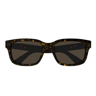 Gucci Minimal Rechthoekige Zonnebril Bruin Havana - unisex - Zonnebrillen - Bruin - 56 MM - Accessoires