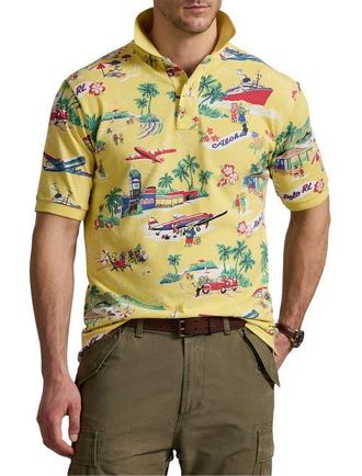 Polo Ralph Lauren Big & Tall Polo Bear Mesh Polo Shirt in On Vaca Bear Yellow at Nordstrom, Size Xx-Large