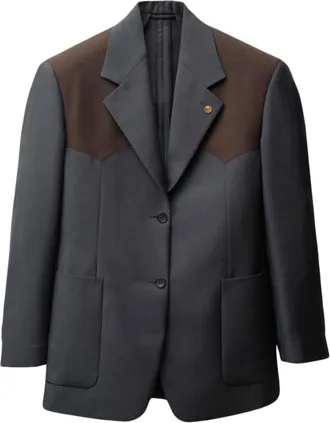 Versace Grey Notched Lapel Blazer