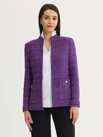 Misook Tailored Tonal Ribbon Knit Jacket in Fresh Purple at Nordstrom, Size Xx-Large