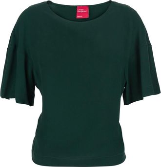 Merci Green T-shirt With Round Neck And Wide Short Sleeves In Fabric Woman